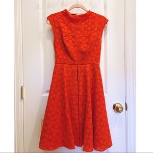 Milly of New York Orange Eyelet Fit & Flare Dress